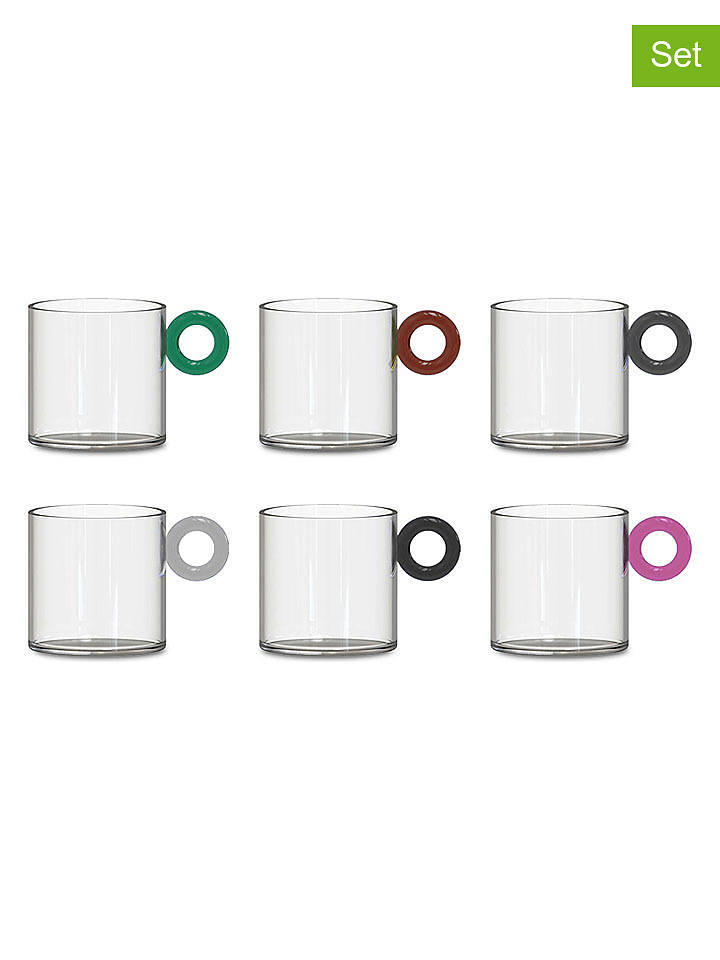 WD lifestyle 6er-Set: Kaffeetassen in Bunt - 100 ml - onesize