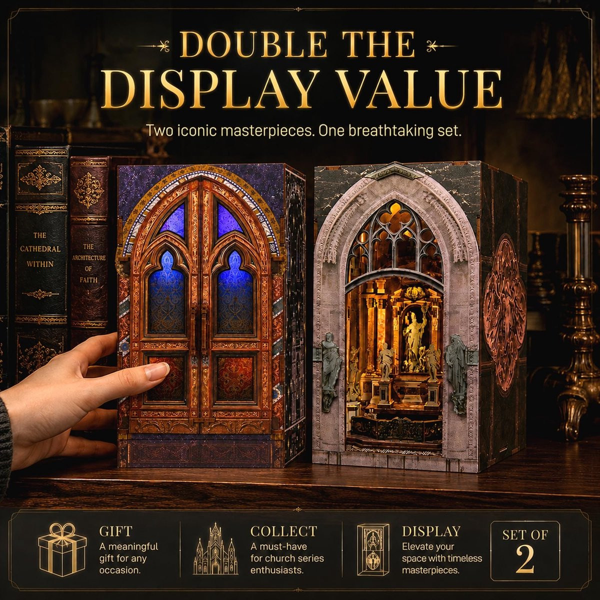 Merkloos Book Nook Kit - Doe-het-zelf miniatuurhuis met licht voor boekensteun en decoratie