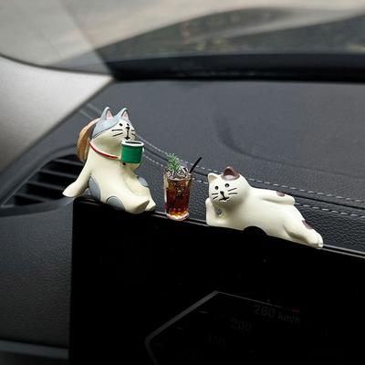Discount Dollar Deals Cute Car Interior Decoration Ornaments, Mini Cat Action Figure, Auto Dashboard Rearview Mirror Decoration, Car Accessori a1