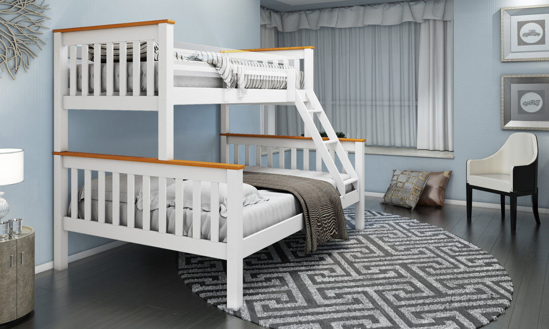 Mack + Milo Eliseo Bunk Bed White;Honey UK Double - DE 135 x 190 cm;UK Single - DE 90 x 190 cm