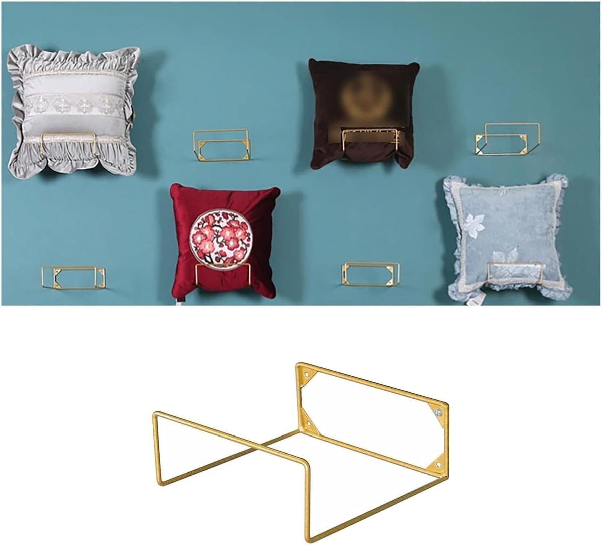 Goud Kussen Display Rek voor Textiel Opbergen met Verstelbare Voeten - 20 x 20 cm