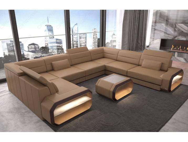 Mini Couch Verona U-Form in Leder