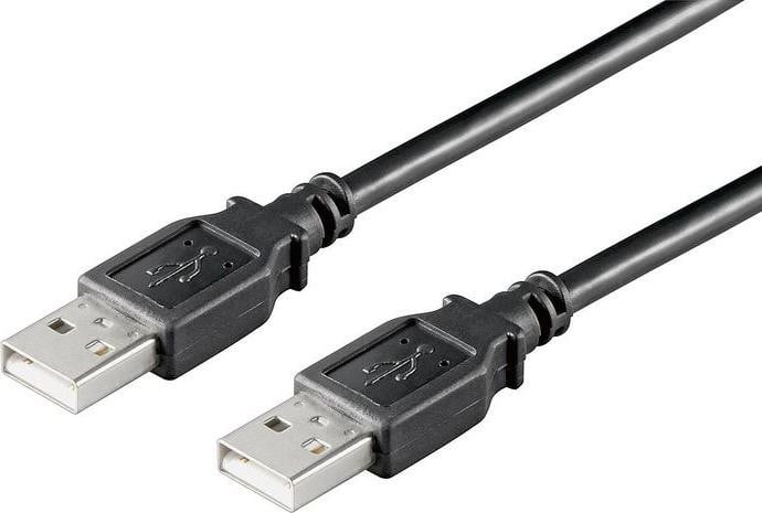 MicroConnect USB A naar USB A kabel, USB 2.0, 0,1 meter, zwart