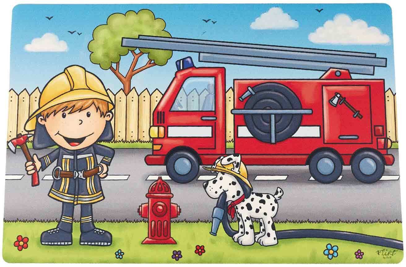 Platzset RITZENHOFF & BREKER "Tischset Feuerwehrmann Bernie 45 x 30 cm bunt", bunt, Platzsets, Platzset
