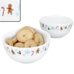 2x Candyman Gebäckschalen Ø14cm 420ml Porzellan Weihnachten Keks-Bowl Eisblau