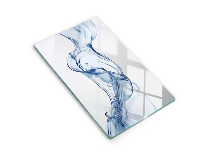 Wallfluent Glasplatte 30x52 cm Reines Wasser, Pastellblau, Glas, Rechteckig, 30x52 cm, Küchenzubehör, Schneidebretter