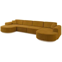 WOHNLANDSCHAFT MARI-U2-v1 - 388x171x83 cm Senfgelb Cord