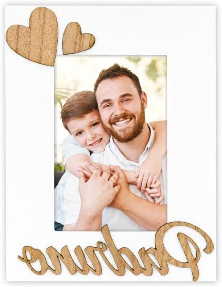 Wit houten fotolijst Peetouder met tekst Pate Hart, 10 x 15 cm