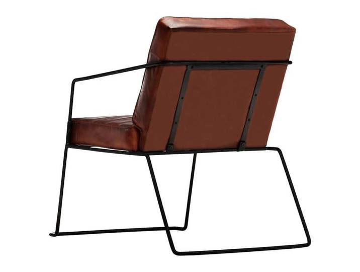 Fauteuil en cuir véritable - - Marron foncé - Cuir véritable - 52x70x71 cm - Profondeur du siège 38 cm