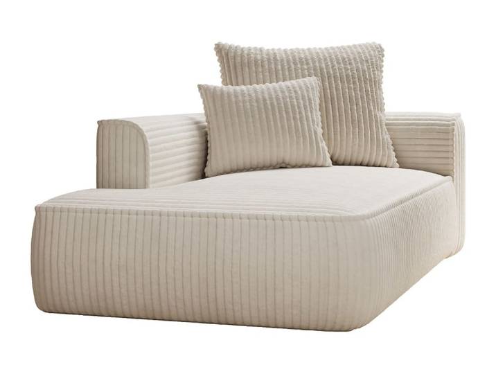 Méridienne fixe velours beige