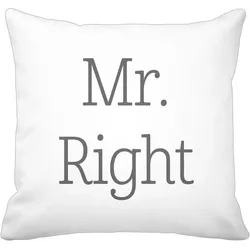 Krasilnikoff Kissenbezug Mr. Right, 50 x 50 cm, weiß