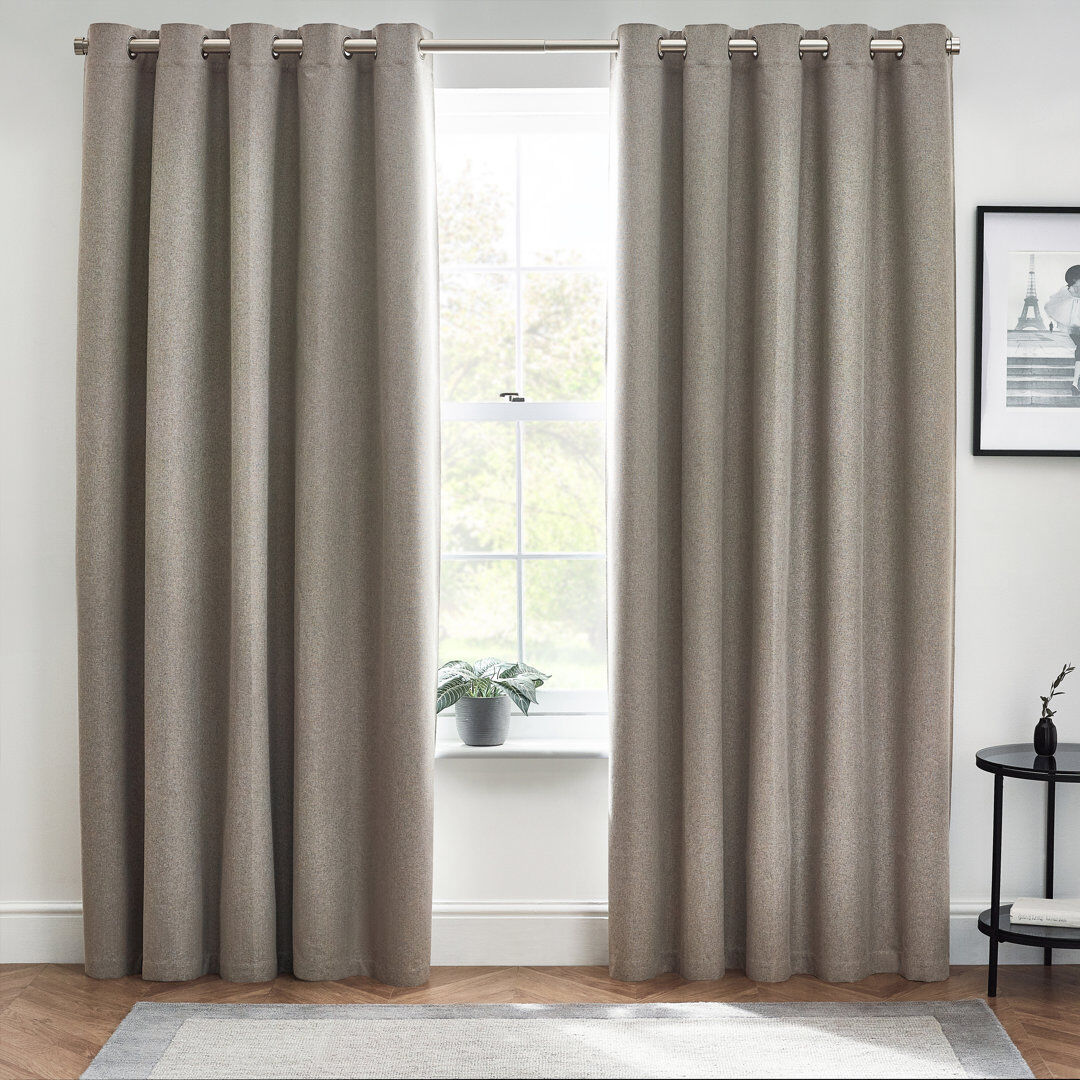 furn. Dawn 100% Blackout Thermal Eyelet Curtains Grey 229cm Width x 137cm Drop