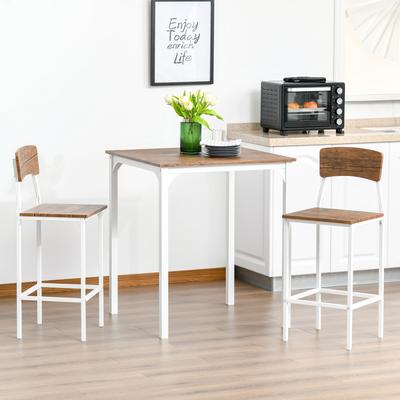 Ostweer Bistro Table Set Bar Table & Chairs with Steel Legs & Footrests