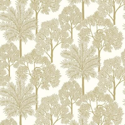 Galerie Wallcoverings Arcadia Collection Floral Palm Leaves Metallic Finish Vinyl on Non-woven Wallpaper Roll