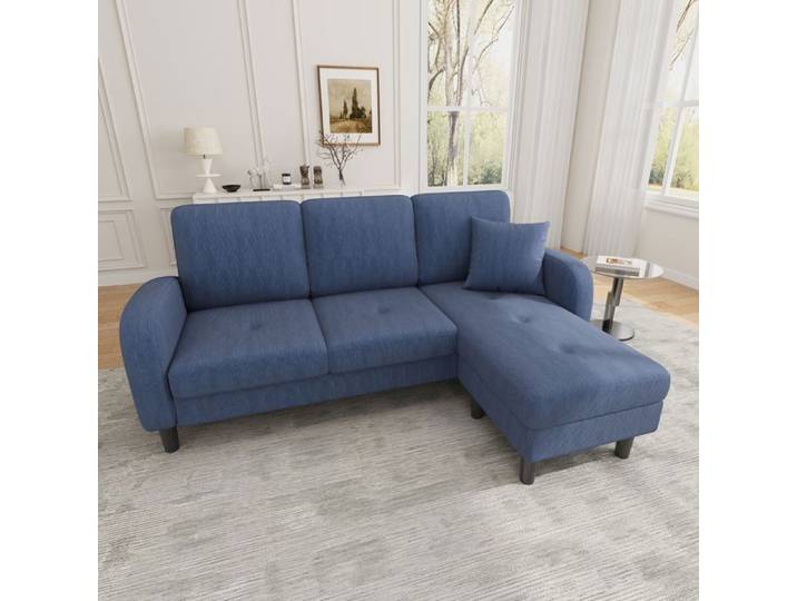 Canapé d'angle modulable 3 places velours côtelé 166 x 118 x 77 cm