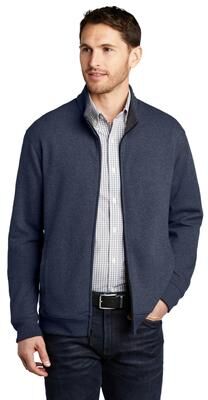 Port Authority K809 Interlock Full-Zip T-Shirt in Estate Blue Heather/Charcoal Heather size 2XL   Cotton/Polyester Blend