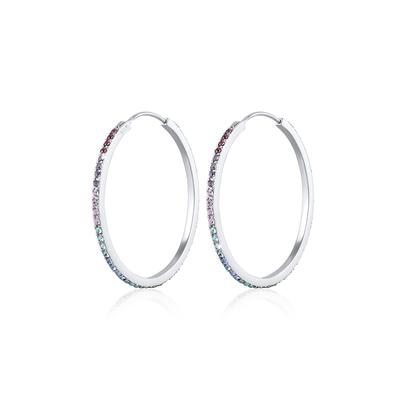 Paar Creolen ELLI "Creole Regenbogen Kristalle 925 Silber", silber, Ohrringe, Damen, onesize,mit Steinen, Silber 925 (Sterlingsilber)