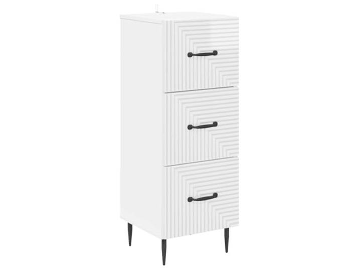 Favemtsl Schubladenschrank Hochglanz Weiß mit 3 Schubladen 33x34,5x89,5 cm Schlankes Beistellmöbel für Wohnzimmer und Flur, bietet strukturierten Platz für Dokumente auf robuster Standfläche.