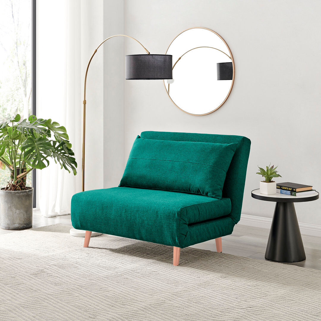 Canora Grey Berlyn Futon Sofa Bed - Luxury Simple Modern Folding Design Green Velvet Single
