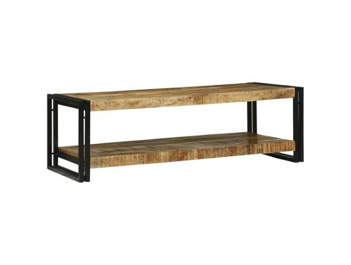 HEFZGDB Massivholz Couchtisch Mango 120x50x38 cm mit robustem Metallrahmen und einzigartiger Holzmaserung für Wohnzimmer Industrie Design