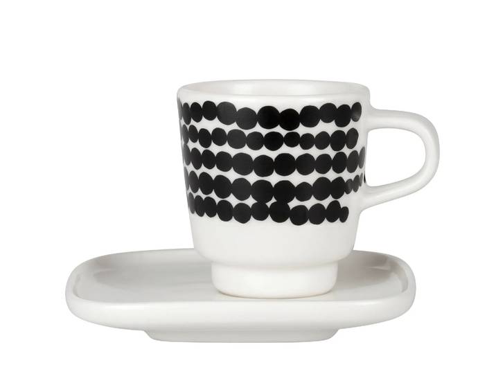 Marimekko Tasse à expresso Räsymatto noir-blanc