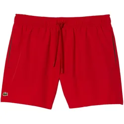 LACOSTE Herren Badeshorts - Swimshorts, Badehose, schnelltrocknend, Logo, uni Rot / XL