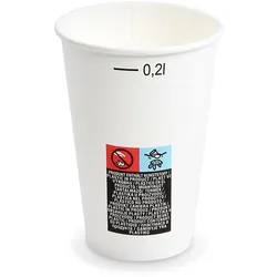VEPATIM 50x Heiß- und Kaltgetränkebecher Pappbecher FSC Mix/PE weiß 200ml Eichstrich  O 70mm