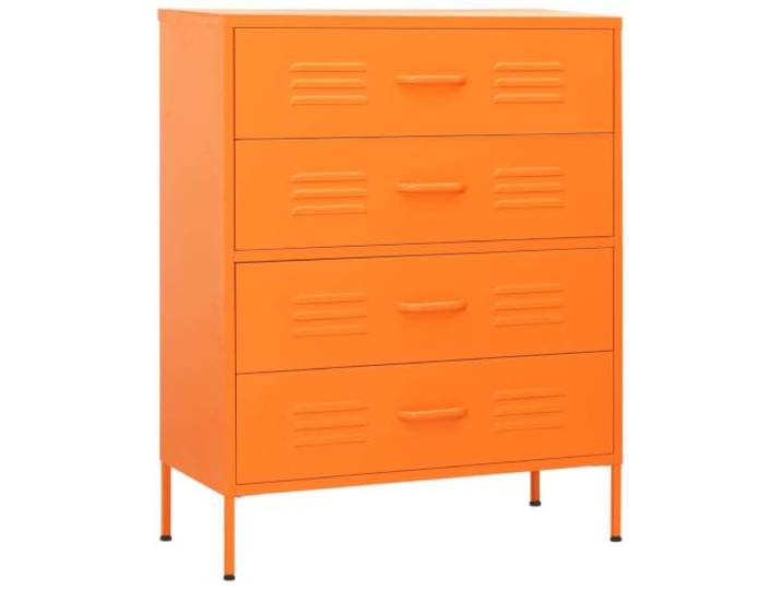Schubladenschrank Orange 80x35x101,5 cm Stahl Stahlkonstruktion, verstellbare Nivellieren, Vollauszug, Kugellager, leichtgängige Führung