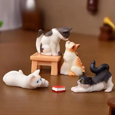 Inspired Finds 6 Piece Vintage Mini Cat Figurines Resin Set Cute Decorative Collectible For Desk And Fairy Garden 6 Piece Vintage Mini Cat Figurines Resin Set Cute Decorative Collectible For Desk And Fairy Garden