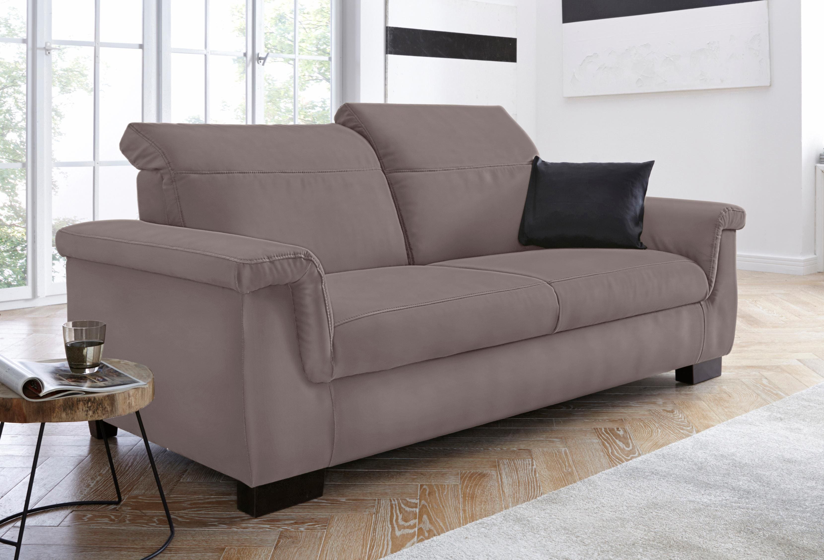 2,5-Sitzer DOMO COLLECTION "Sully bequem, Breite 210cm, zeitlos und elegant", braun (schlamm), B:210cm H:84cm T:102cm, Luxus-Microfaser (100% Polyester);Kunstleder SOFTLUX;Luxus-Microfaser ALTARA NUBUCK (100% Polyester);Chenille (100% Polyester), Sofas, 2