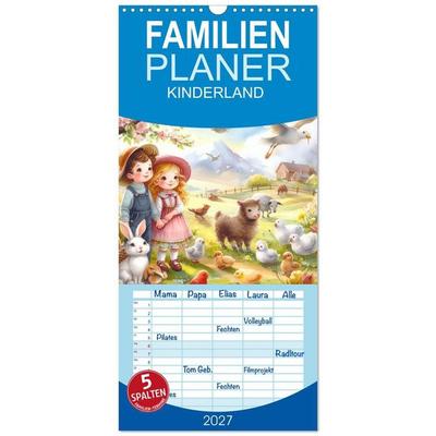 Familienplaner 2027 - KINDERLAND mit 5 Spalten (Wandkalender, 21 x 45 cm) CALVENDO