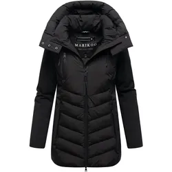 MARIKOO Damen Winter Steppjacke gesteppt Winterjacke Softshell Material, abnehmbarer Kapuze, gefüttert Tivaa