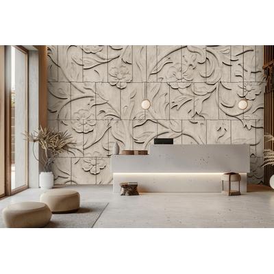 Fototapete LIVING WALLS "Walls by Patel 5 Fototapete Florales 3D-Relief", natur, B:4m H:0m L:2,7m, Vlies, Tapeten, Florales 3D-Relief auf 200 g/m² Premium-Vlies