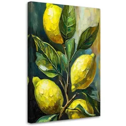 LEINWANDBILD Zitronen und Blätter 60x90cm
