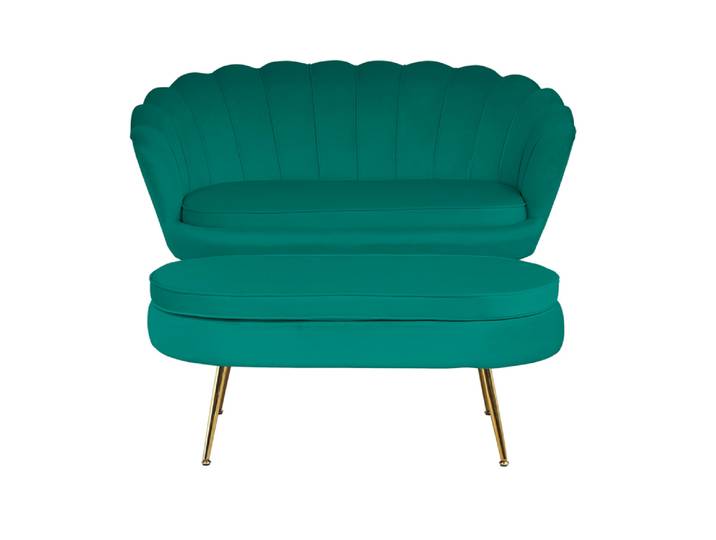 Muschelsofa, Samt, Beige, 136×77×78 cm, Retro, Glamour, SalesFever