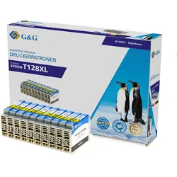 10 G&G Druckerpatronen -Kombipack- SCHWARZ + COLOR- kompatibel mit Epson T128