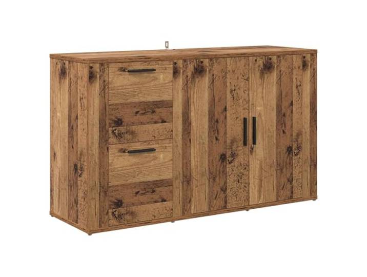 TEKGHUT Sideboard Altholz 100 x 33 x 59,5 cm Holzwerkstoff Eine Tür mit Scharnieren, mehrere Schubladen, Stangengriffe, quadratische Beine, Holzwerkstoff, Wohnzimmer, Essbereich