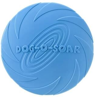 Inspired Living Interactive Dog Flying Disc Silicone Toss Toy For Puppies & Cats blue m 18cm