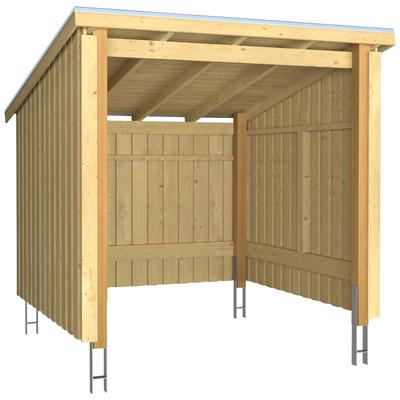 Gartenhaus PLUS "Nordic", beige (natur), Holzwerkstoff, Gartenhäuser, Gartenhaus, Fahrradunterstand offen, inkl. Dachpappe/Aluleisten/H-Füße