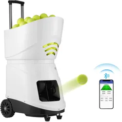 VEVOR Tennisballmaschine, automatischer tragbarer Tennisballwerfer, Übungswerfer für 150 Bälle, Tennistraining, 5 Motoren, Multimodus-Übungen, über 2 Stunden Spielzeit, wiederaufladbarer Akku, Fernbedienung per App