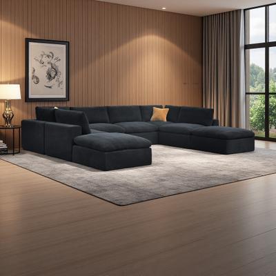 Coffee-Bean Style Full Compressed Modular Sectional Sofa with Toss Pillows