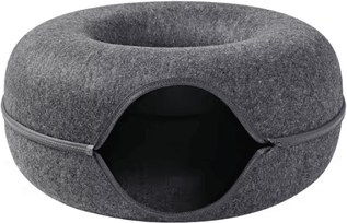 Inspire Curations CozyLoop Felt Cat Tunnel Bed & Play Cave dark Grey s