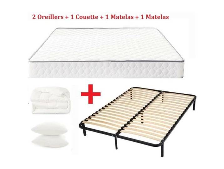 Pack Matelas + Sommier - IZTOSS - 140x190cm - HR - Ressorts ensachés