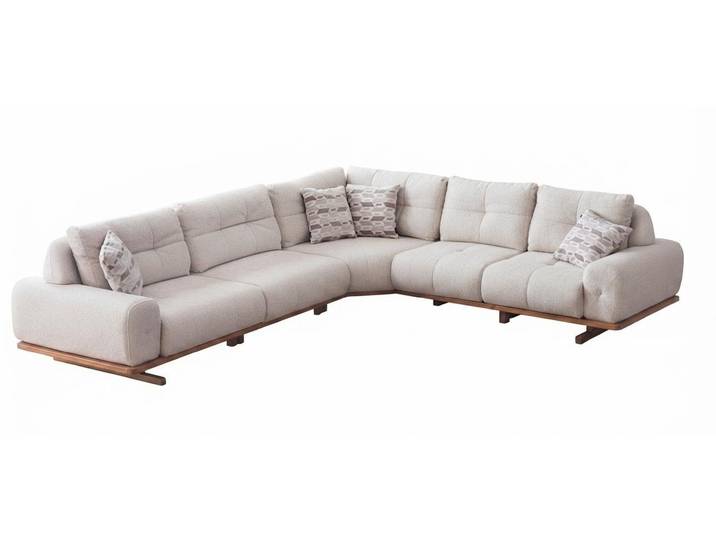 JVmoebel Ecksofa Modernes Weißes L-Form Ecksofa Stoff Holz Wohnzimmer Couch, 1 Teile, Ecksofa in L-Form