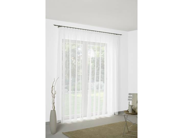 Gardine WIRTH Manuela , weiss (weiß), B:750cm H:105cm, Voile, Polyester, Gardinen, Gardine, Store