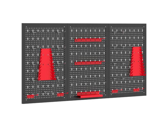Homcom Werkzeugwand 28er Set Stahl Schwarz Rot, Metall, 40x2x60 cm, Freizeit & Co, Heimwerken, Werkstatteinrichtung