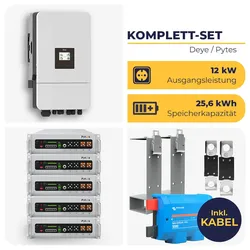 Deye Hybrid-Wechselrichter SUN-12K-SG05LP3 mit 5 x Pytes E-Box V5° Alpha | 3-phasig / 12 kW / 25,6 kWh