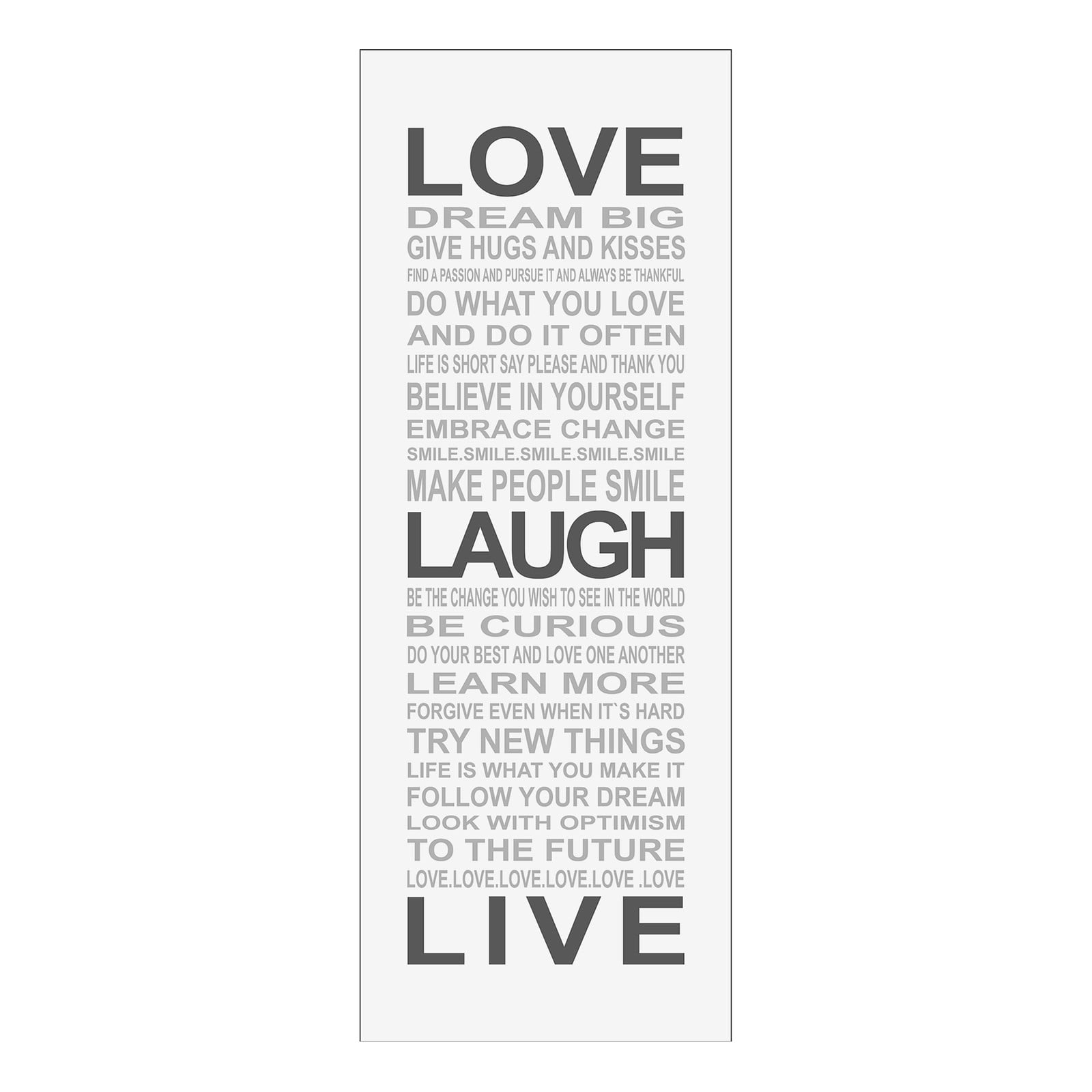 home24 Love-Laugh-Live Wanddecoratie Canvas Wit/Grijs H 27 x B 77 x D 2 cm