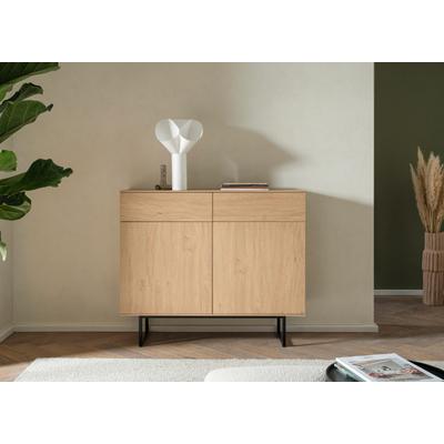 Sideboard HOME AFFAIRE "Lund, moderner Schrank, Kommode mit Kufengestell", beige (stone oak), B:115cm H:98cm T:40cm, Holzwerkstoff, Sideboards, Sideboard, optisch dünner Oberboden, hochwertige Optik, ausreichend Stauraum