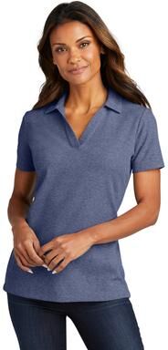 Port Authority LK867 Women's C-FREE Cotton Blend Pique Polo Shirt in Navy Blue Heather size 4XL   60/40 cotton/polyester